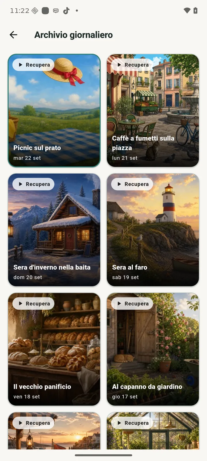 App Picparo: archivio quotidiano con i puzzle passati da recuperare